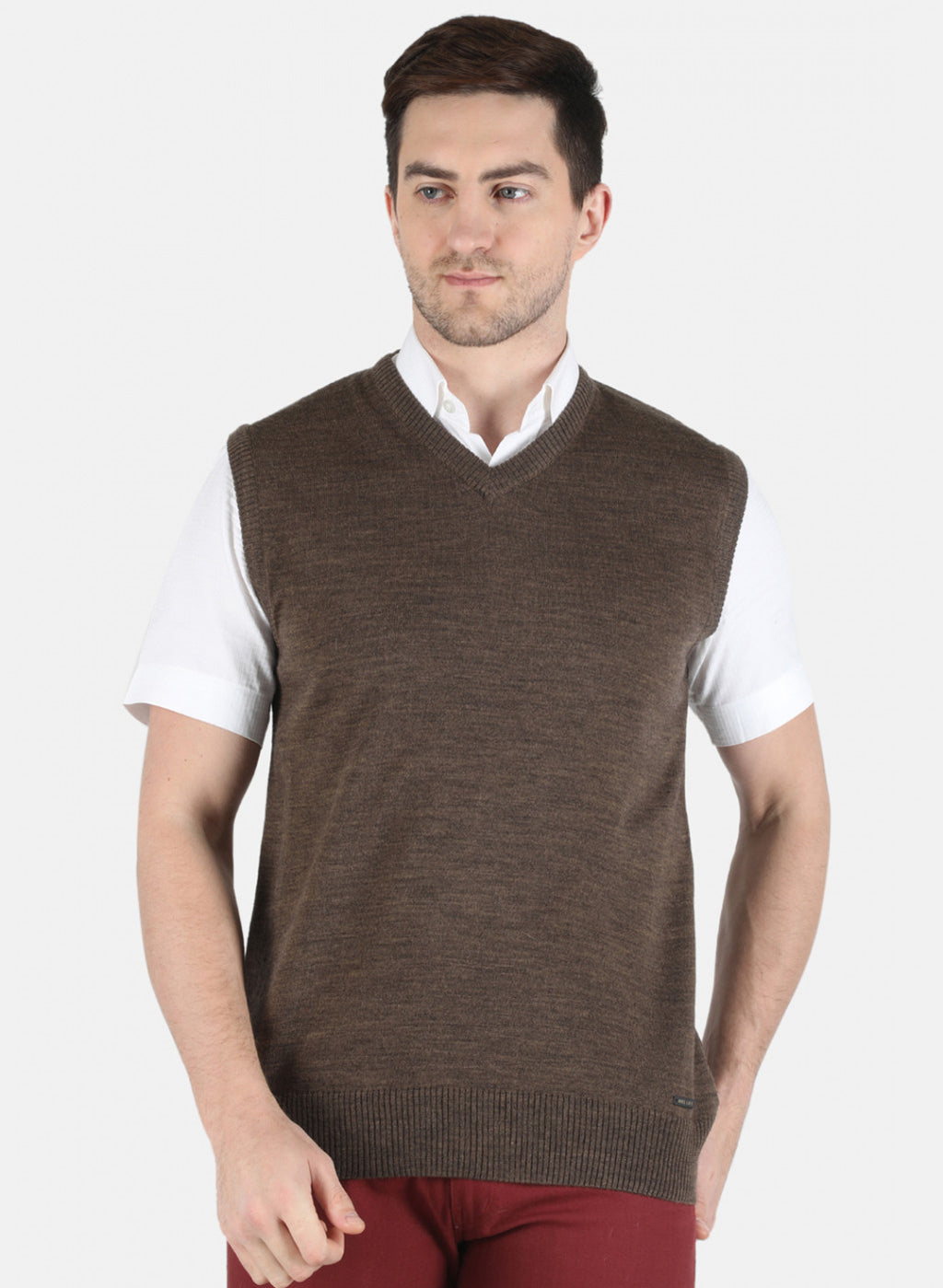 Men Brown Solid Sweater