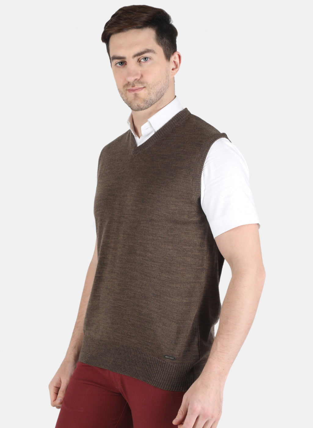 Men Brown Solid Sweater