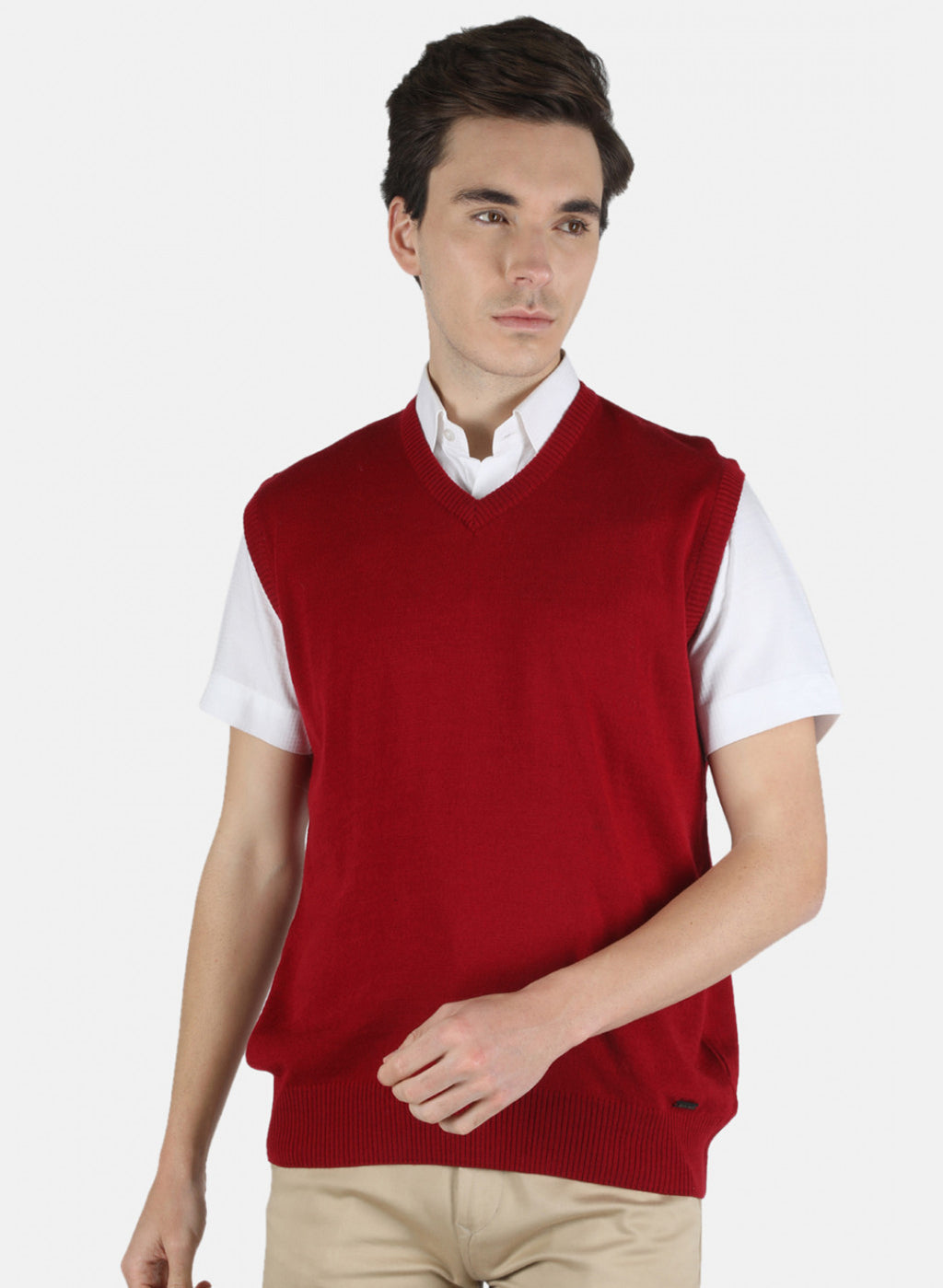 Men Maroon Solid Sweater