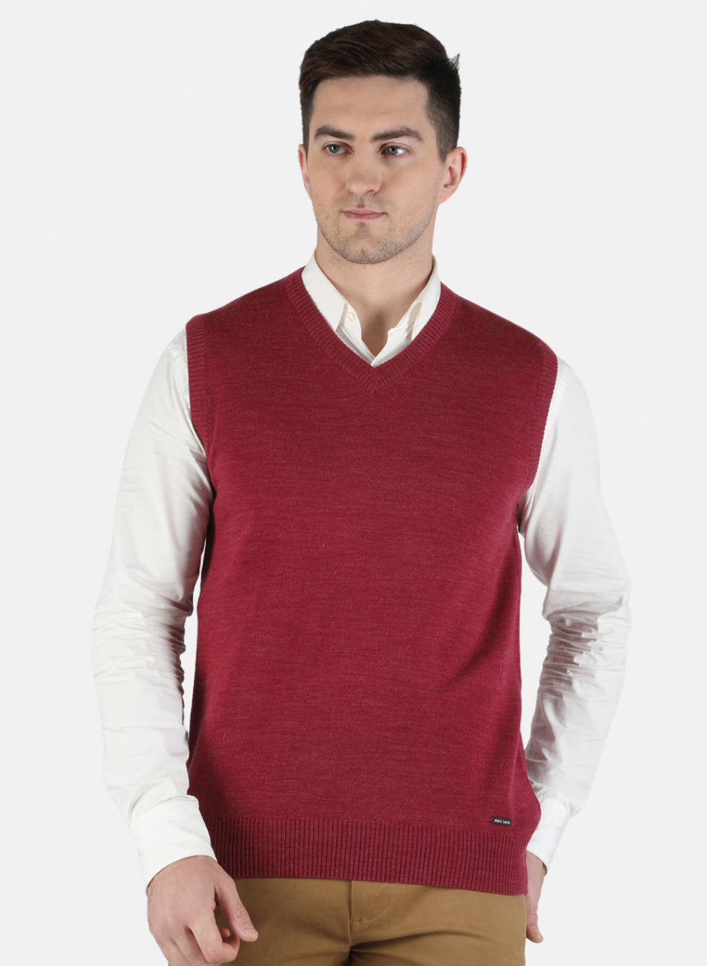 Men Red Solid Sweater