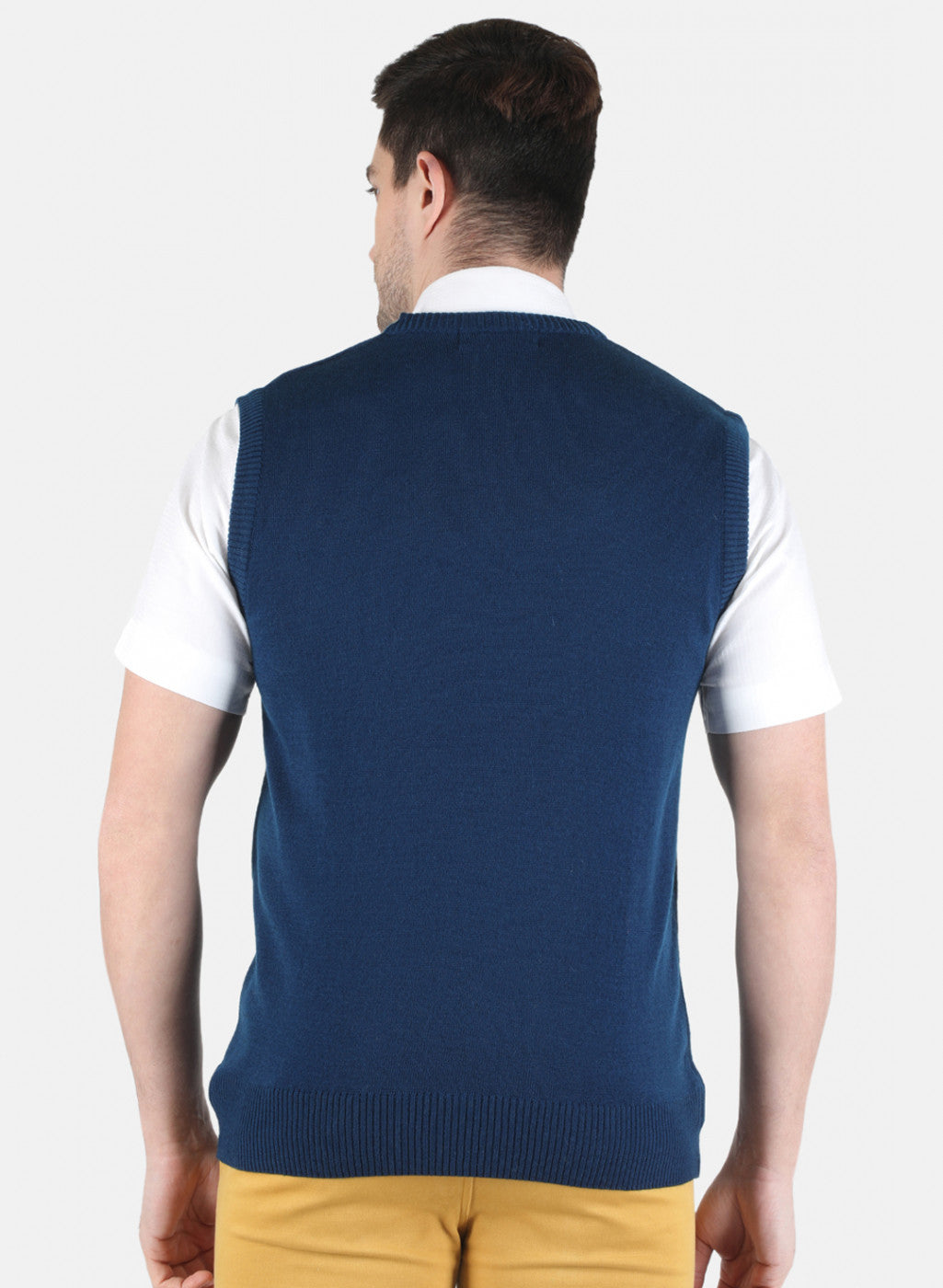Men Blue Solid Sweater