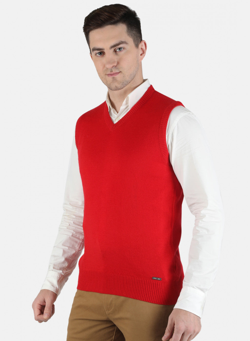 Men Red Solid Sweater