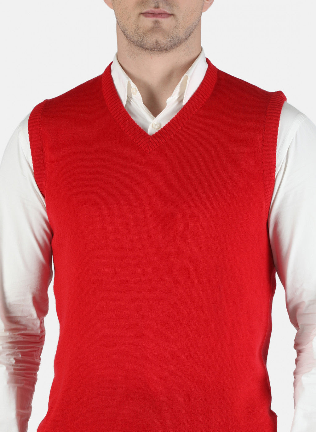 Men Red Solid Sweater