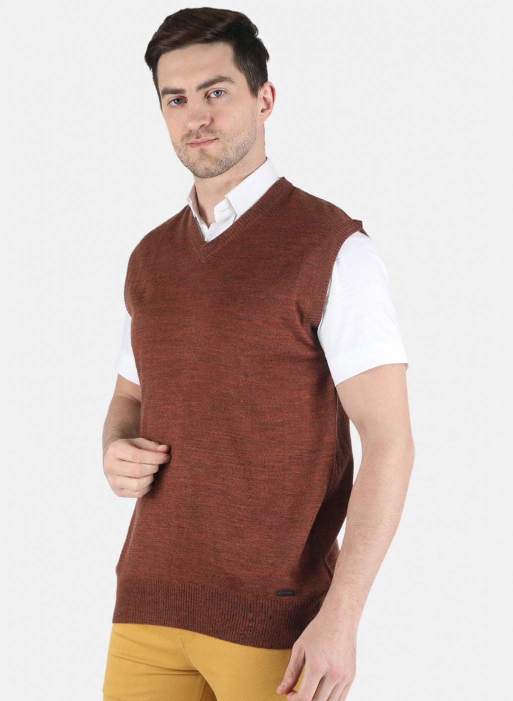 Men Brown Solid Sweater