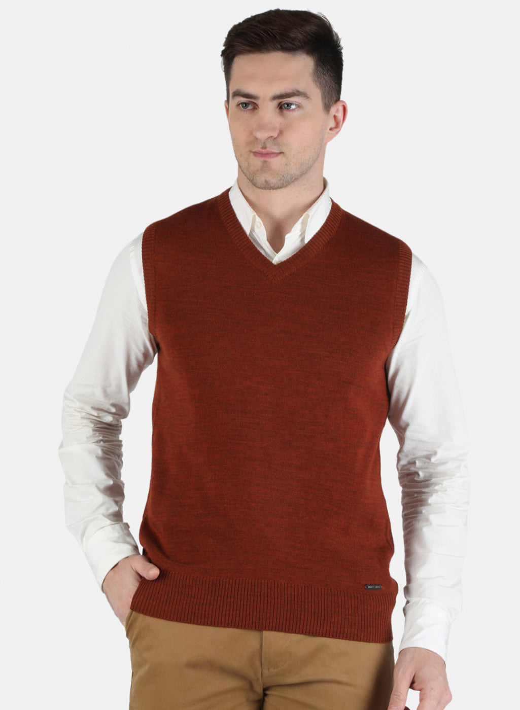 Men Brown Solid Sweater