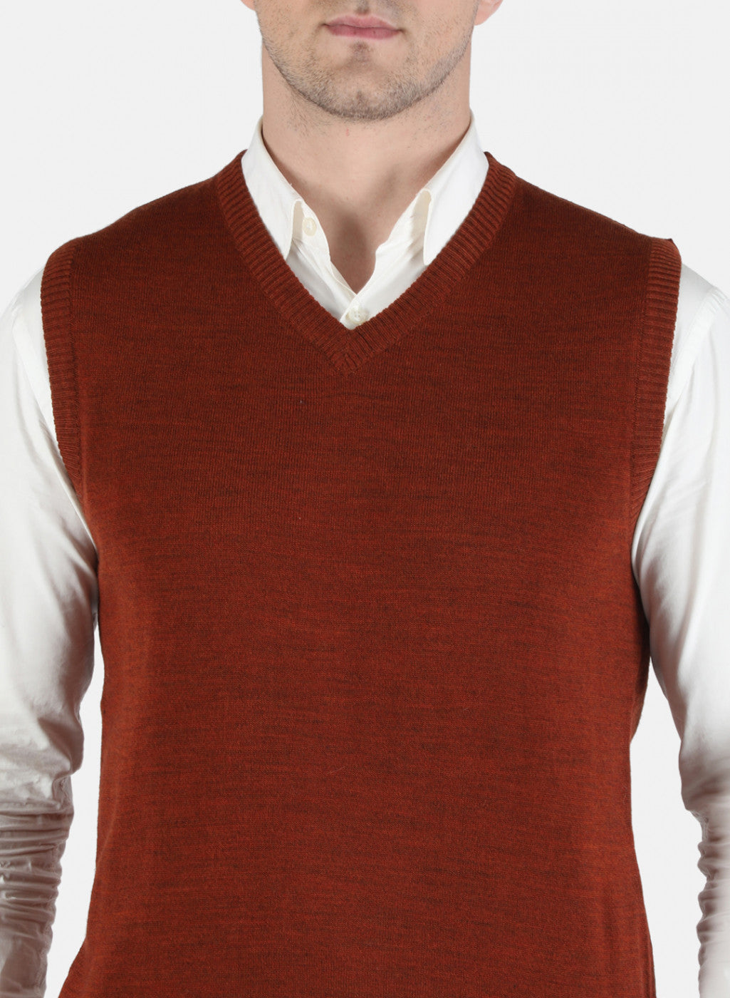 Men Brown Solid Sweater