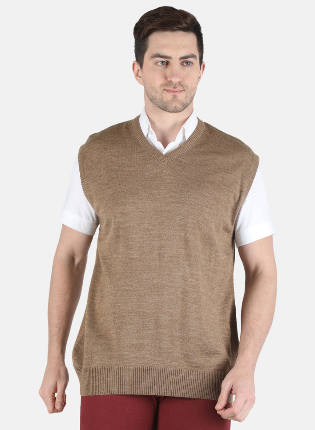 Men Khaki Solid Sweater