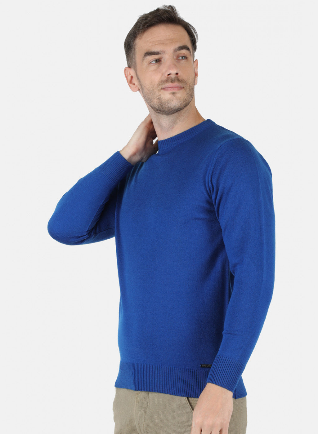 Men Blue Solid Pullover