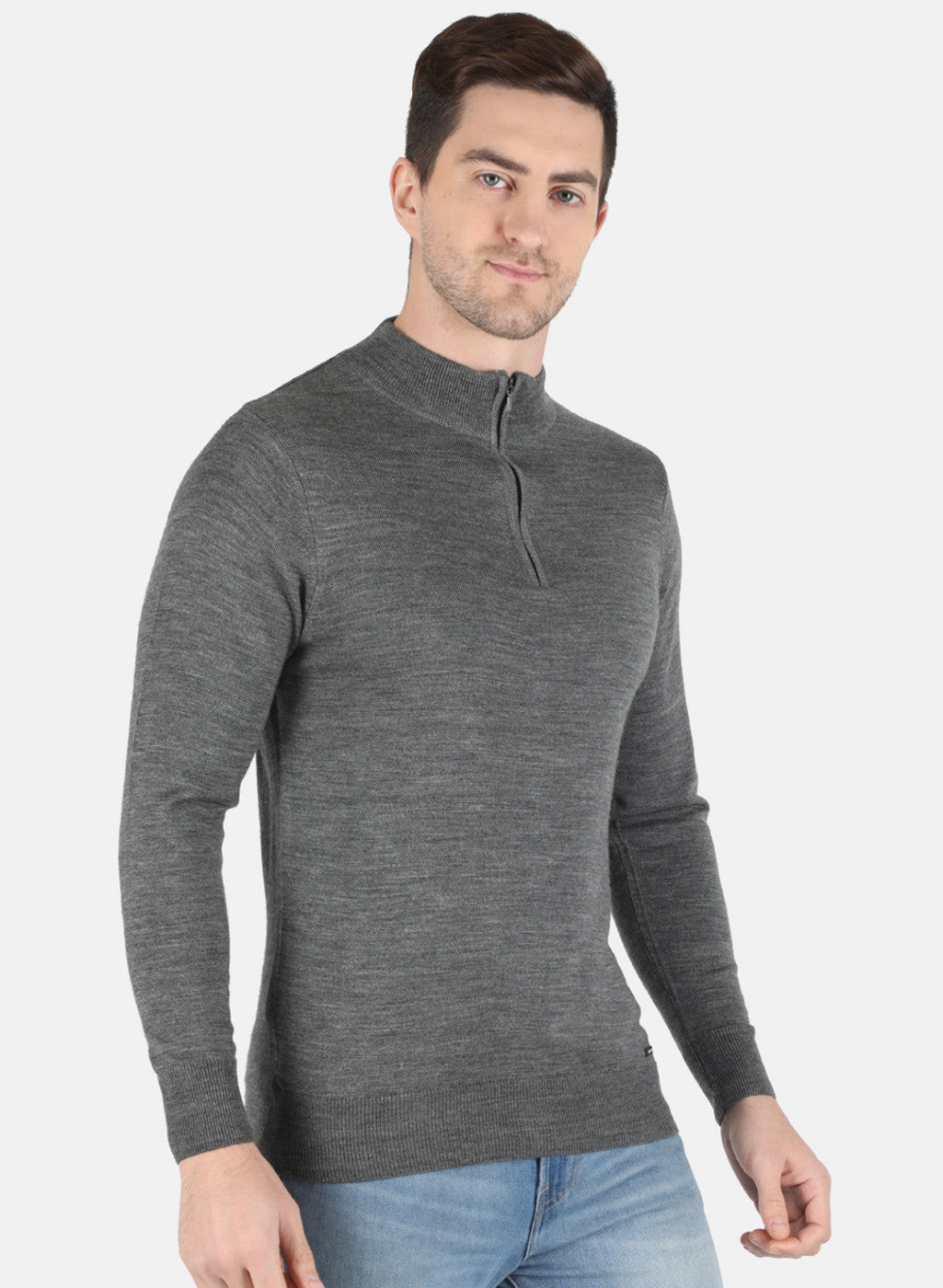 Men Grey Solid Pullover