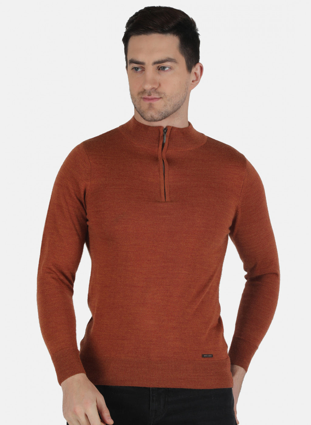Men Orange Solid Pullover