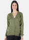 Women Olive Solid Cardigan