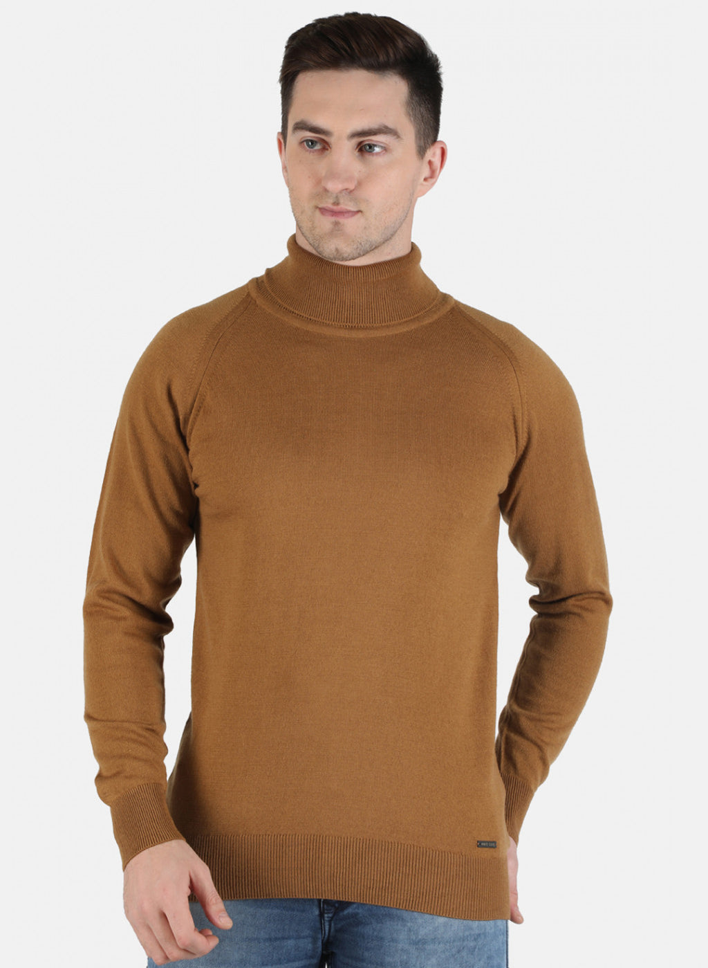 Men Brown Solid Pullover