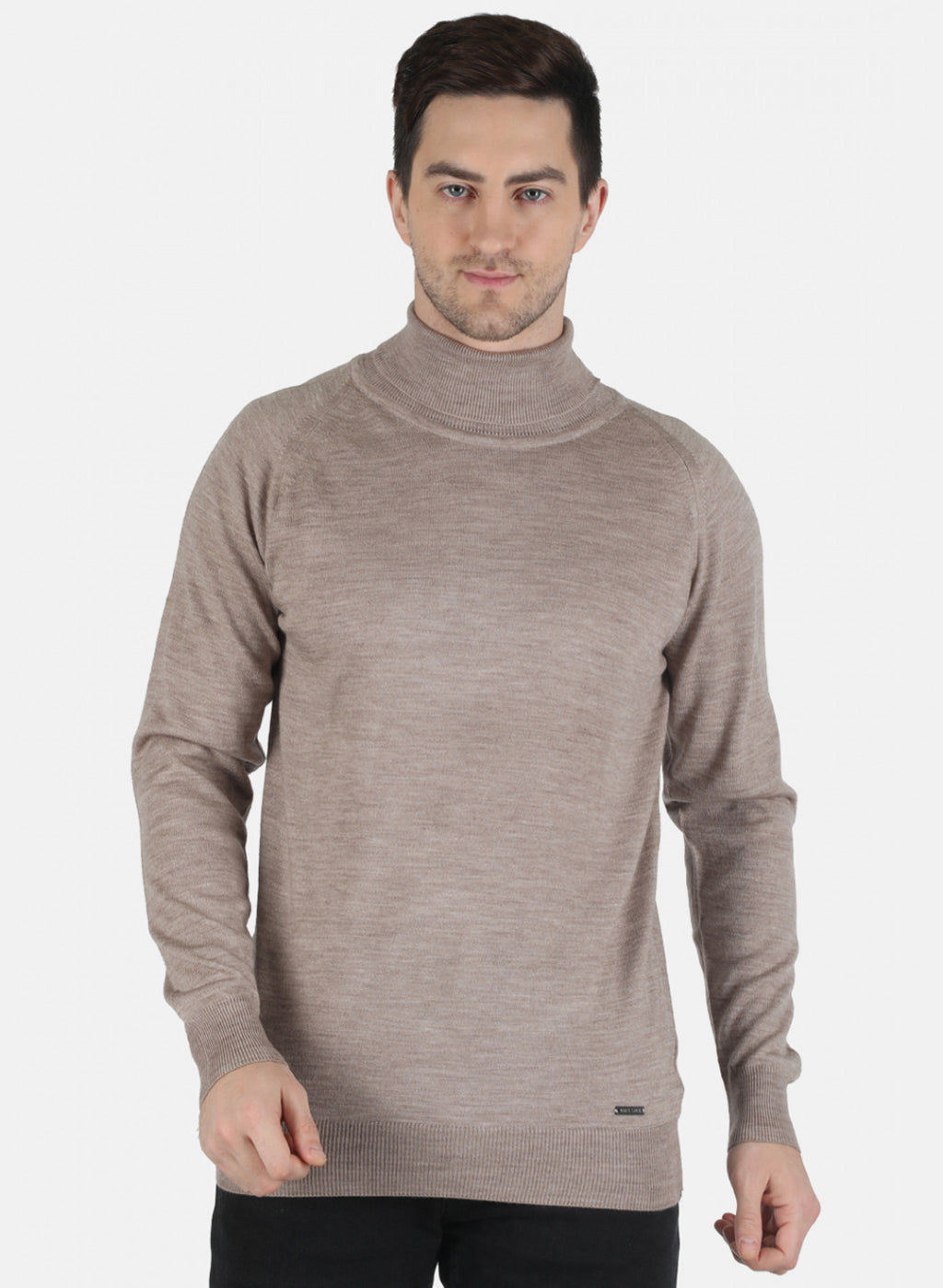 Men Beige Solid Pullover