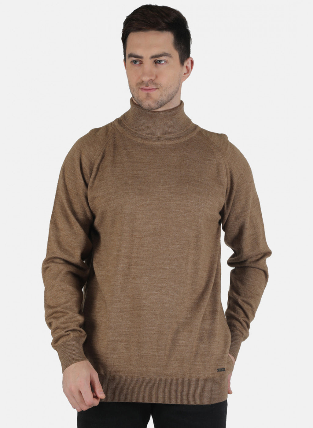 Men Khaki Solid Pullover
