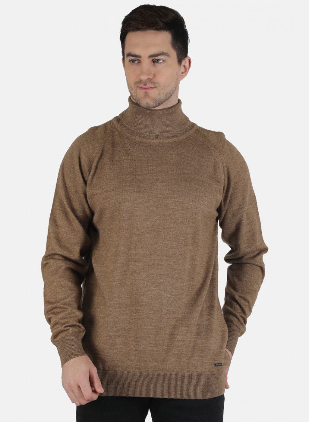 Men Khaki Solid Pullover