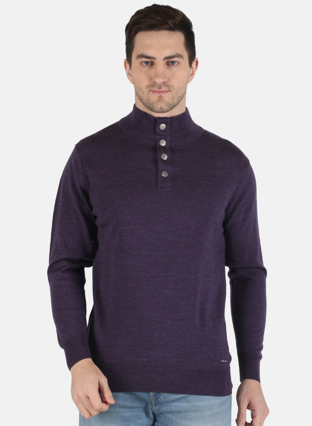Men Purple Solid Pullover
