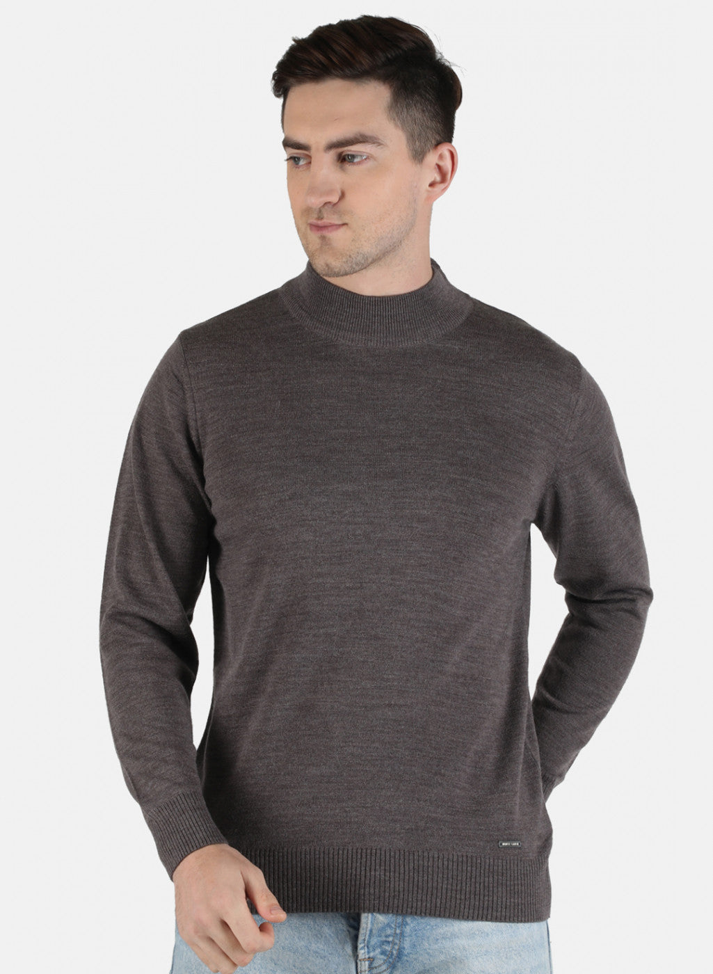 Men Brown Solid Pullover