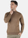 Men Khaki Solid Pullover