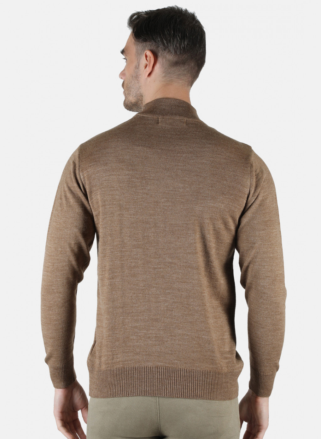 Men Khaki Solid Pullover