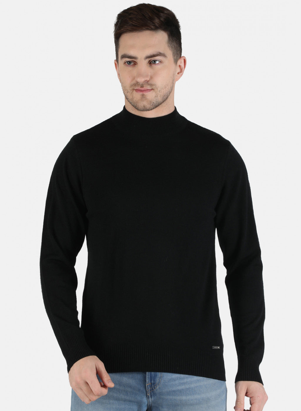 Men Black Solid Pullover
