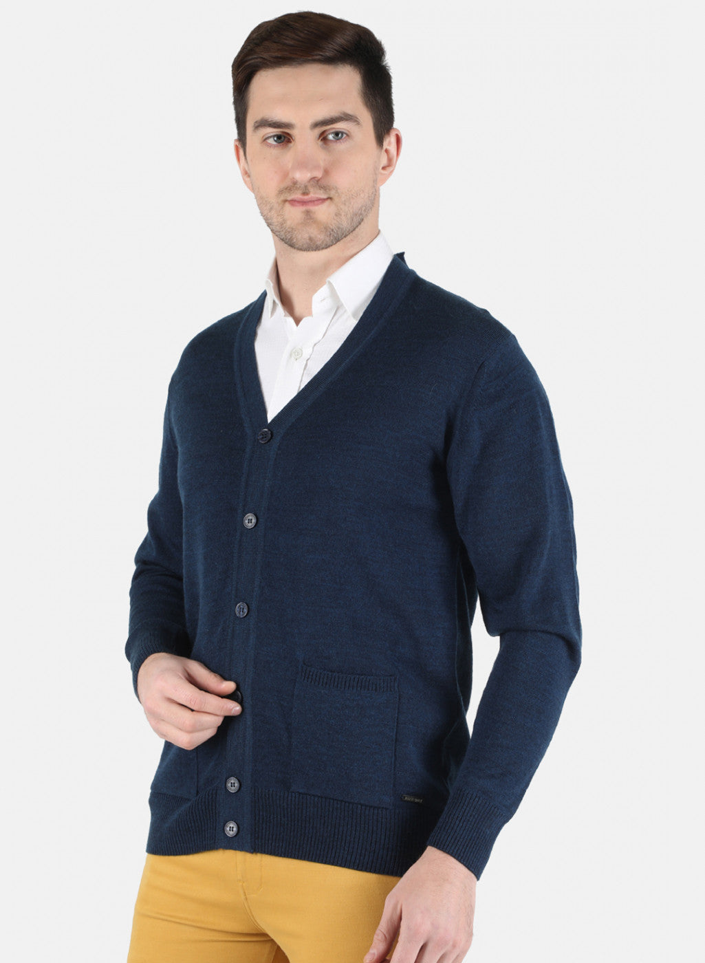 Men NAvy Blue Solid Cardigan