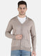 Men Beige Solid Cardigan