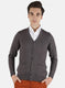 Men Dark Grey Solid Cardigan