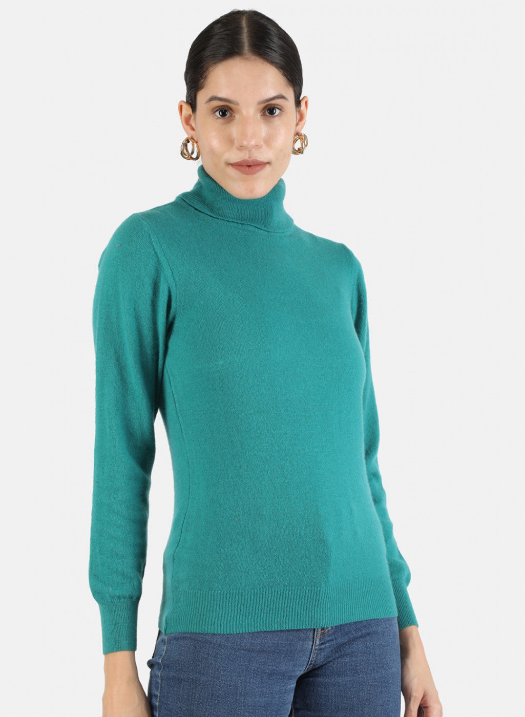 Women Green Solid Top