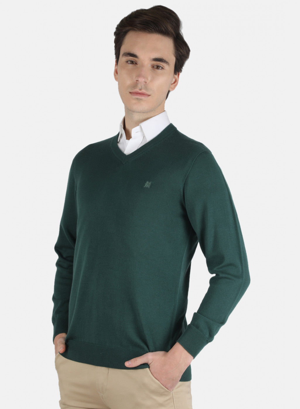Men Green Solid Pullover