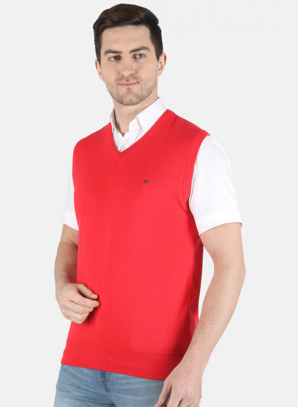 Men Red Solid Sweater