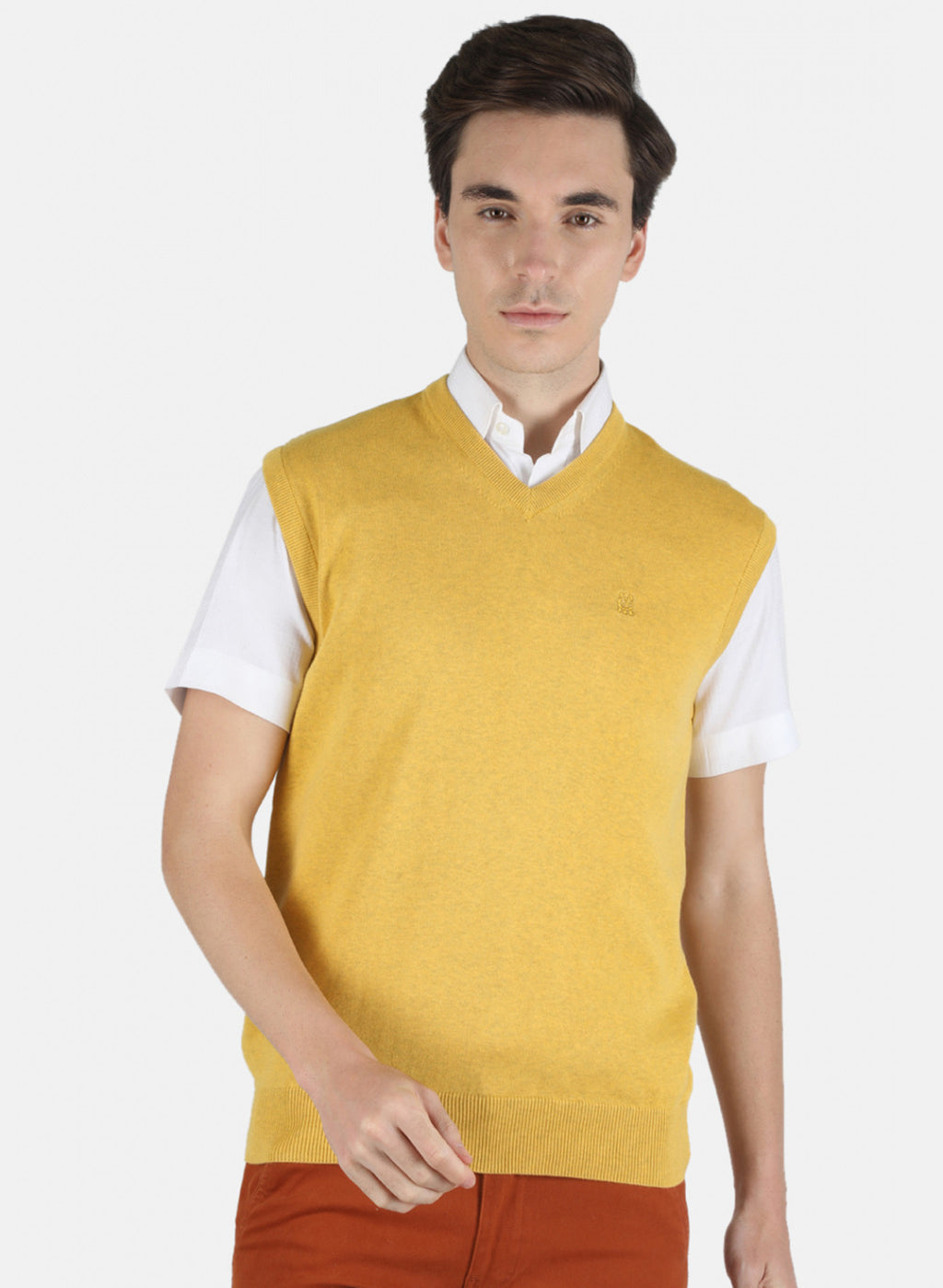 Men Yellow Solid Sweater