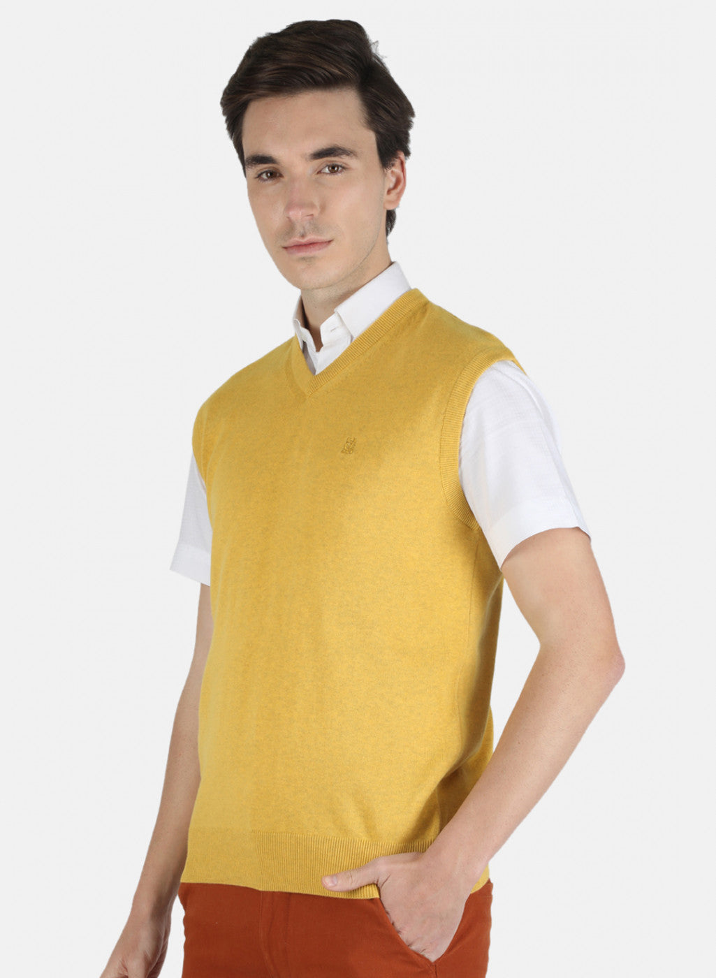 Men Yellow Solid Sweater