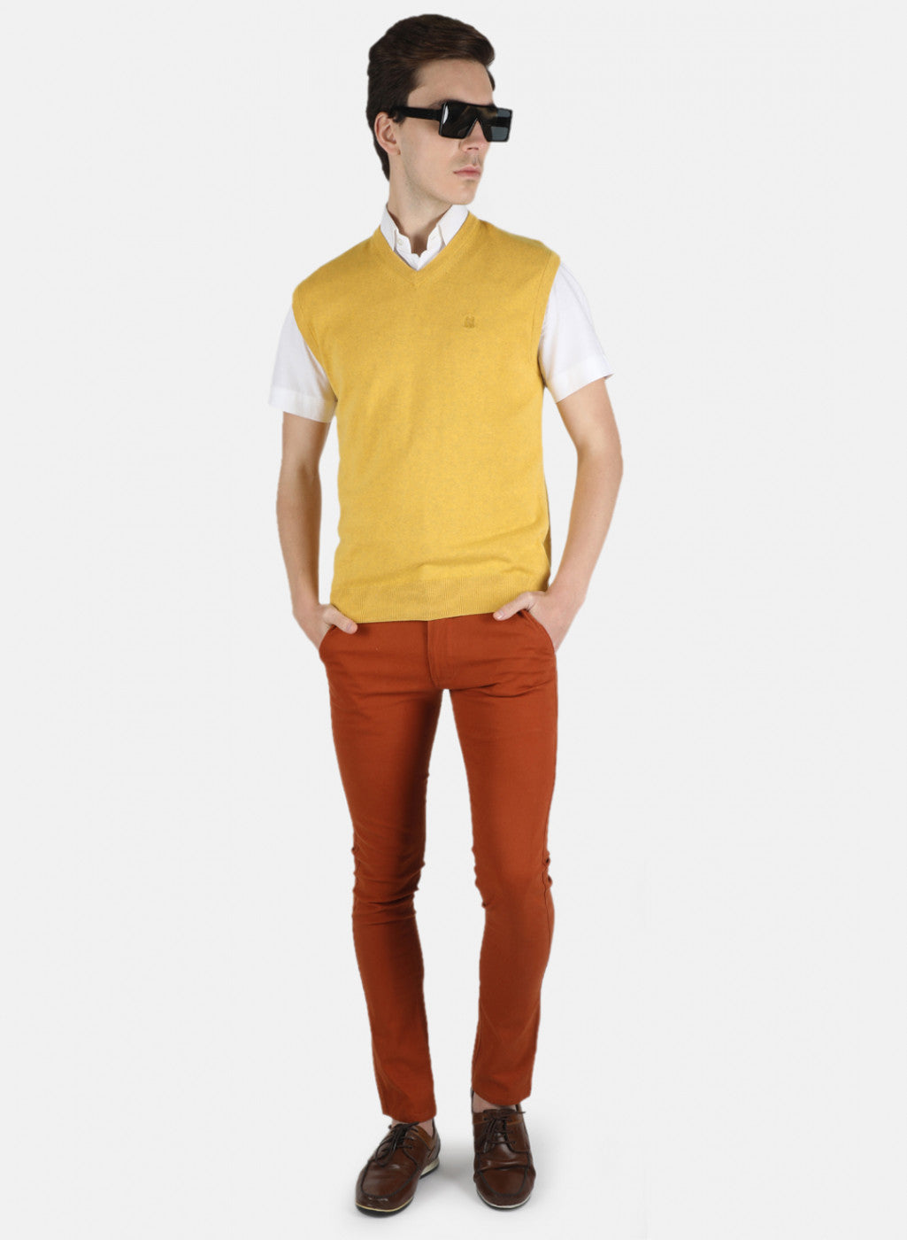Men Yellow Solid Sweater