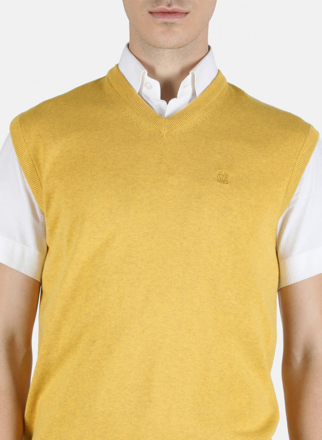 Men Yellow Solid Sweater