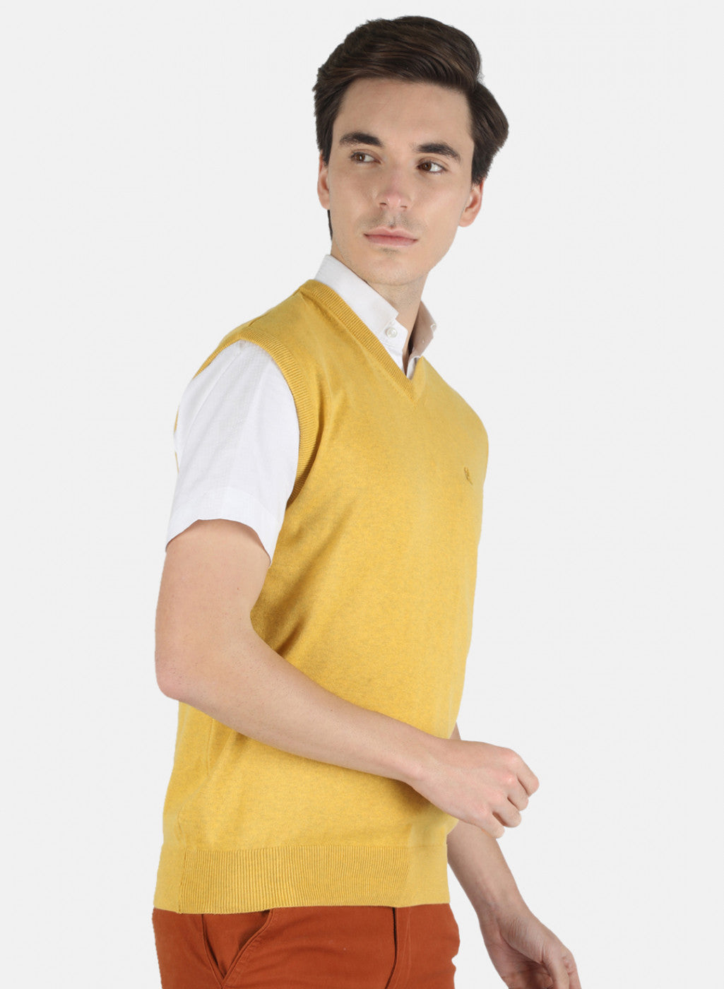 Men Yellow Solid Sweater