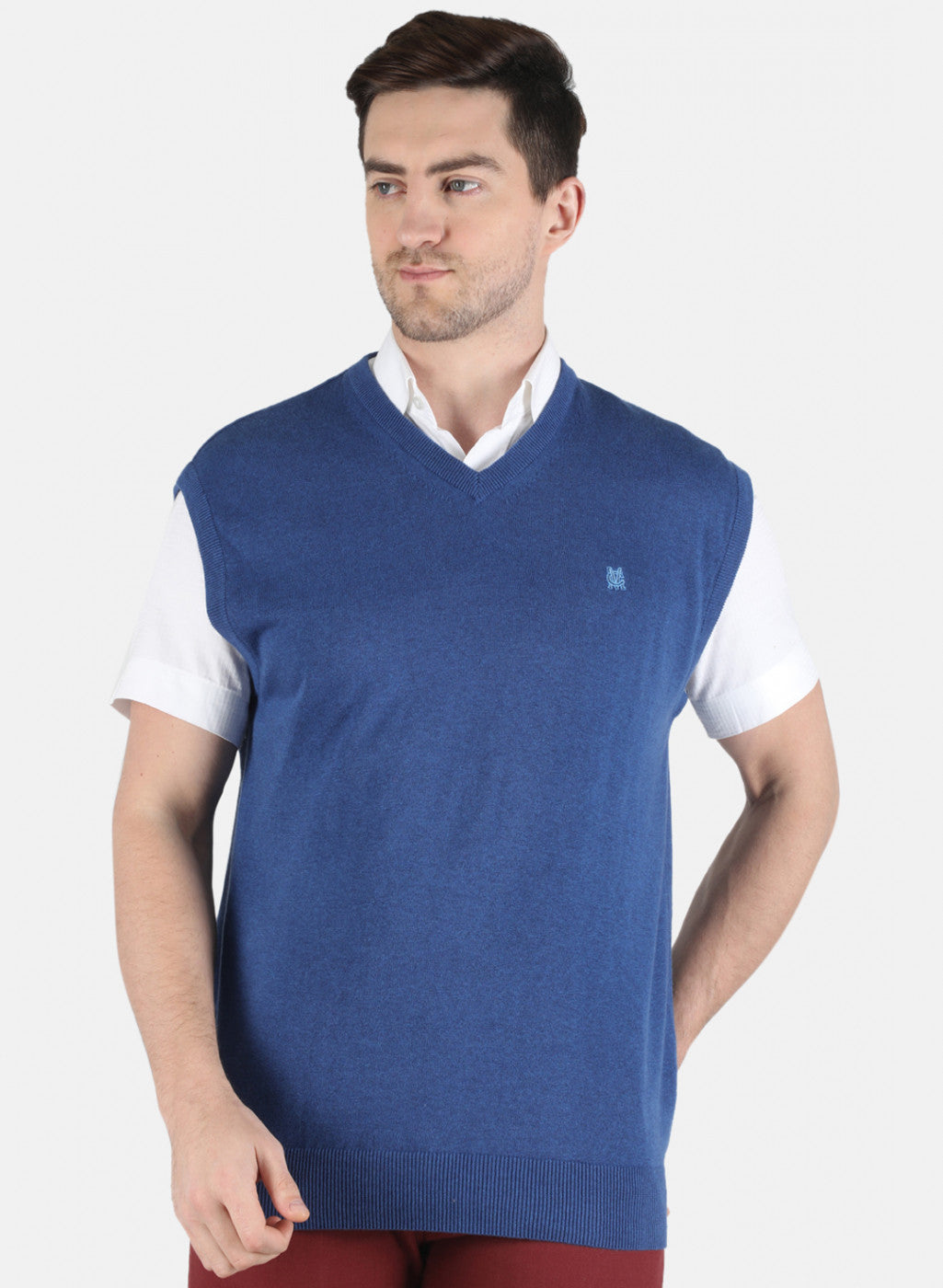 Men Blue Solid Sweater