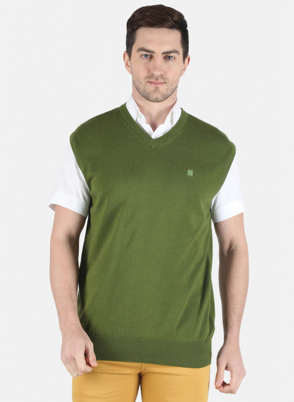 Men Olive Solid Sweater