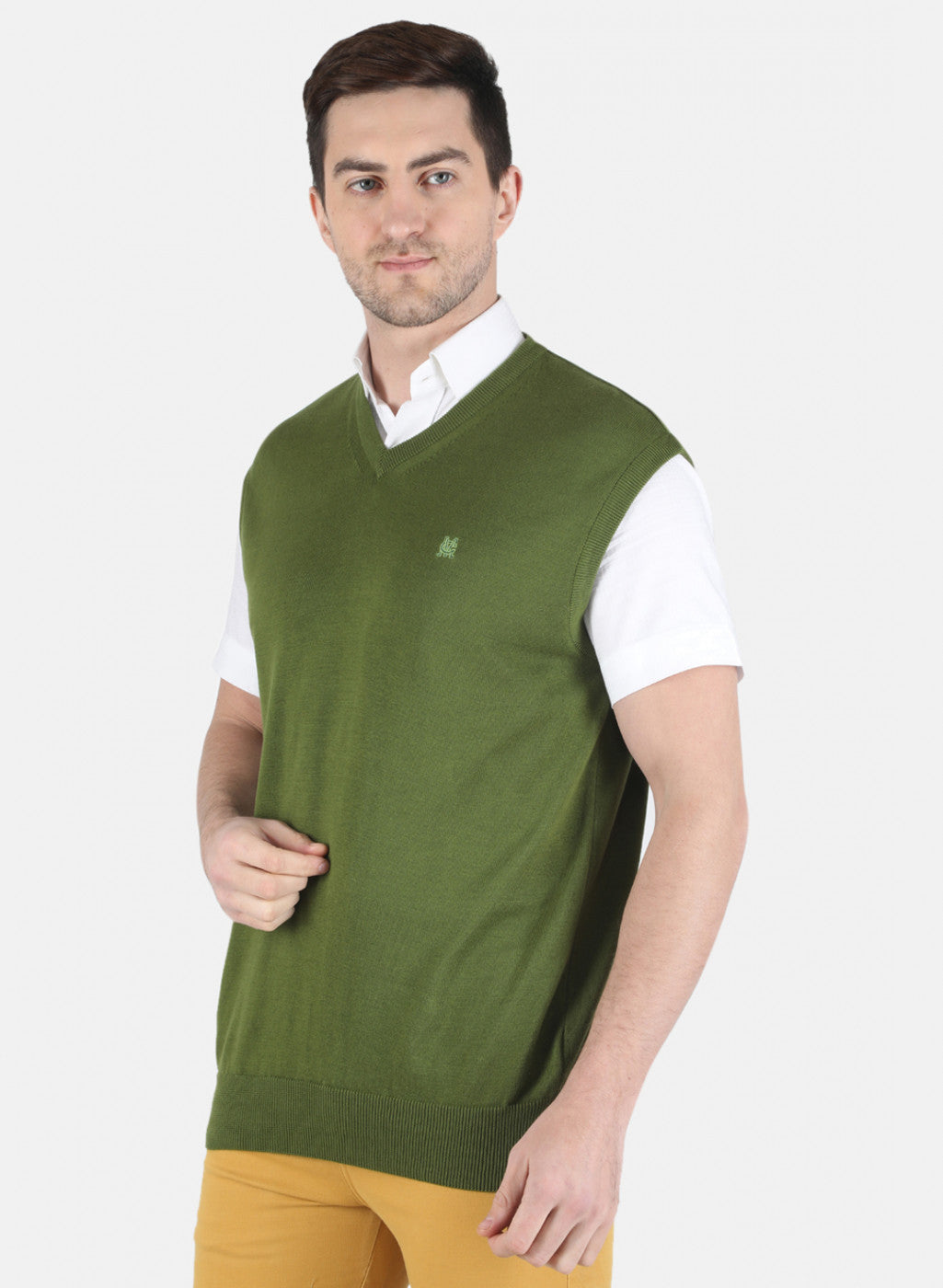 Men Olive Solid Sweater