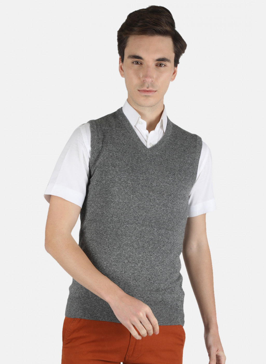 Men Grey Solid Sweater