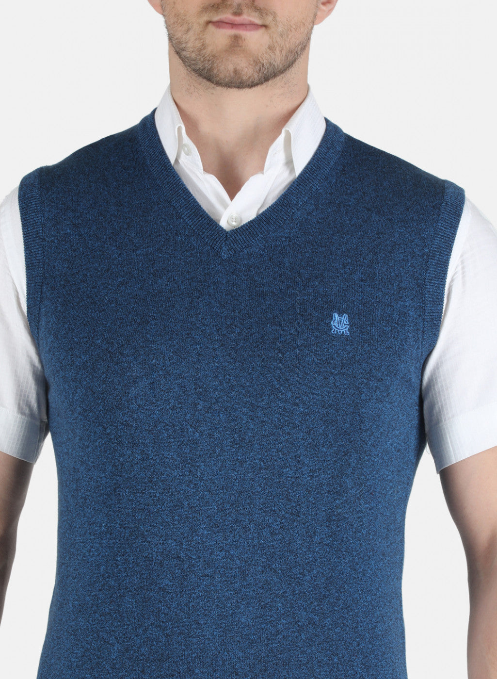 Men Blue Solid Sweater