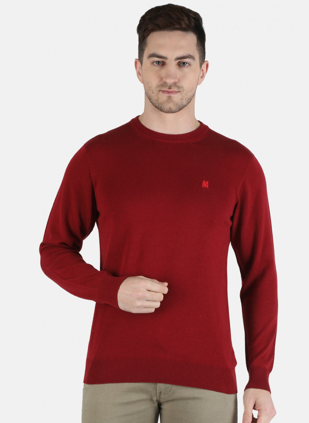 Men Maroon Solid Pullover