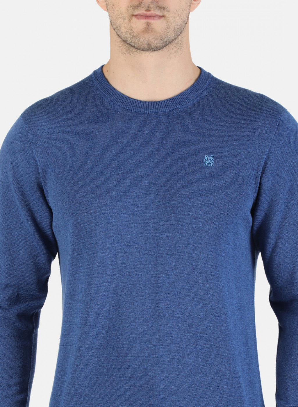 Men Blue Solid Pullover