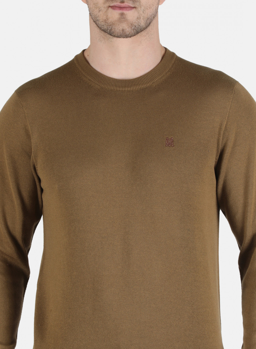 Men Brown Solid Pullover
