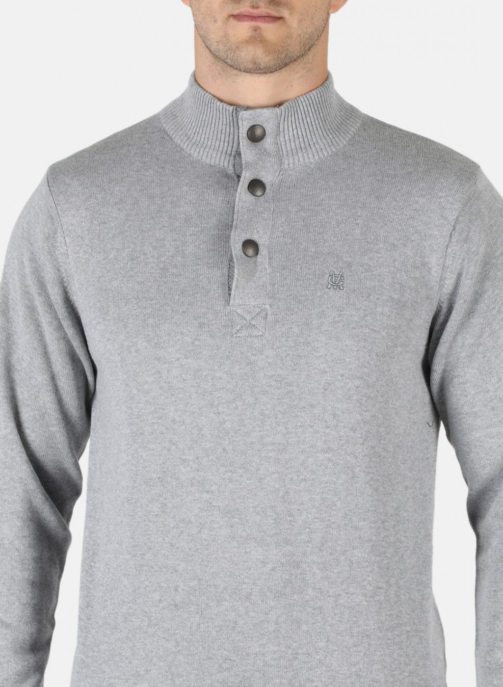 Men Grey Solid Pullover