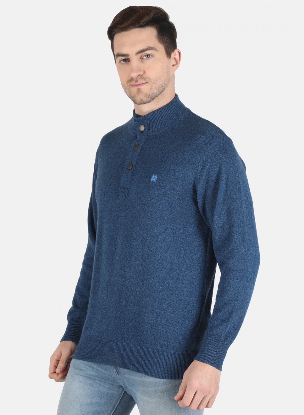 Men Blue Solid Pullover