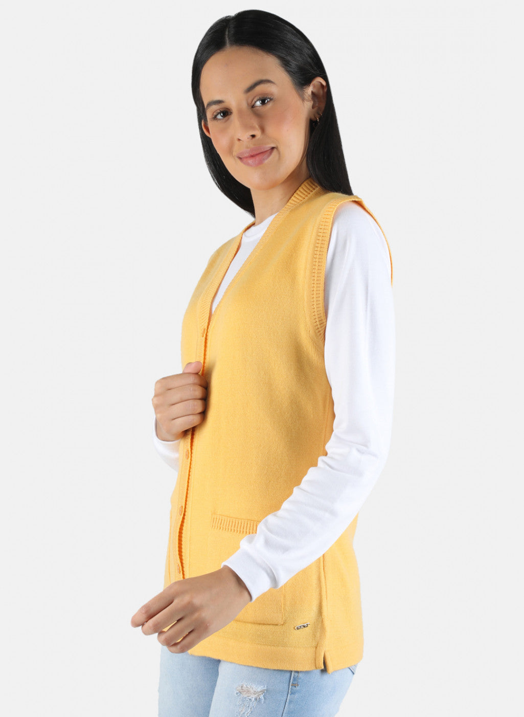Women Yellow Solid Cardigan