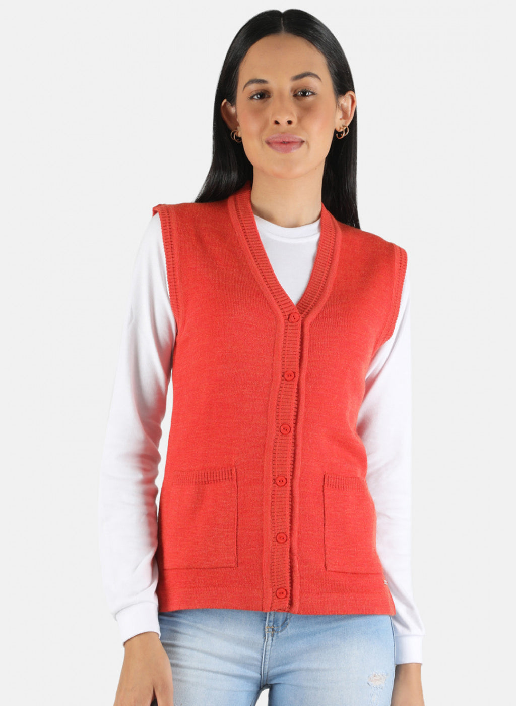 Women Orange Solid Cardigan