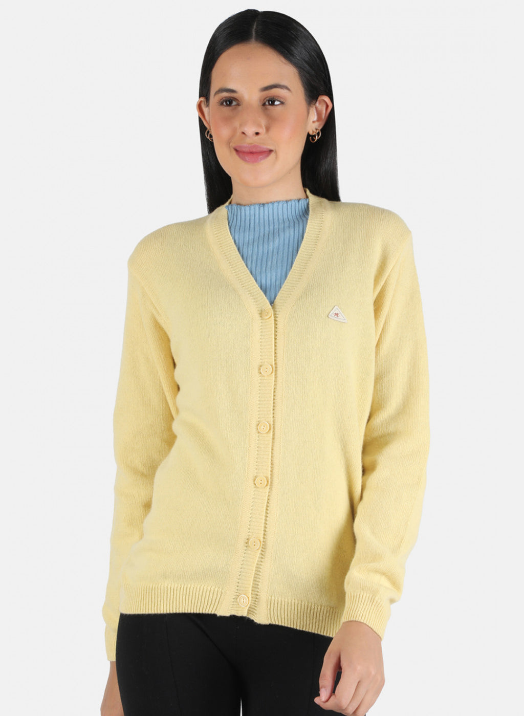 Women Yellow Solid Cardigan