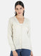 Women White Solid Cardigan