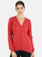Women Red Solid Cardigan